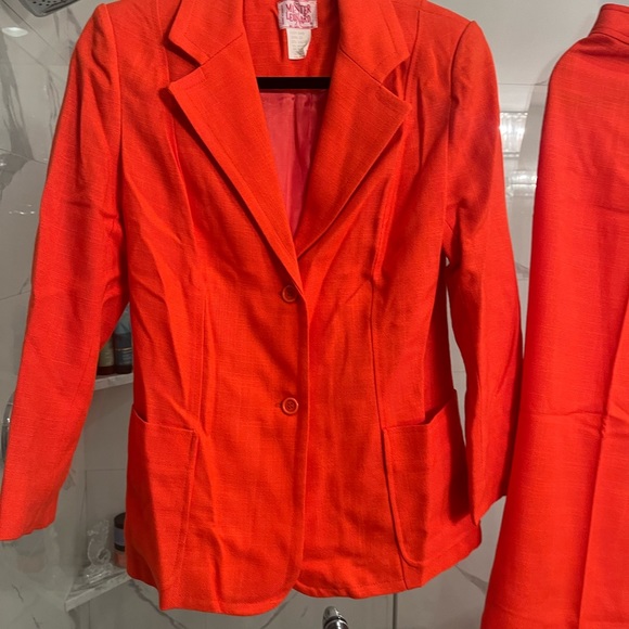 COPY - Mr Leonard vintage 1970s 2  piece orange pant suit mod blazer and baggy … - Picture 13 of 16